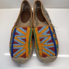 Sam Edelman beaded espadrille shoes with calf hair accents. Women  s Sz8