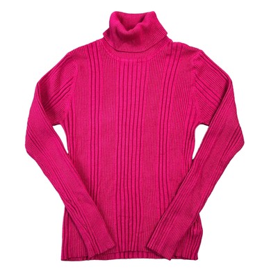 No Boundaries rosa Strickpullover Rollkragen gerippt Damen Large