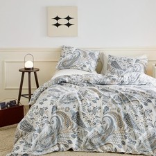 Blue Paisley Duvet Cover King 100 Cotton Vintage Floral Duvet Cover 3 Pcs Set 1