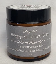 Whipped Grass-fed Beef Tallow Unscented Moisturizer 4oz Natural Face Body Cream