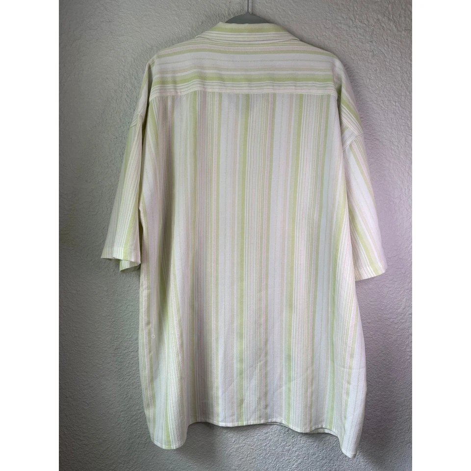 Montique Striped Button Up Bowling Shirt Short Sleeve Casual 3XL - Image 3 of 3