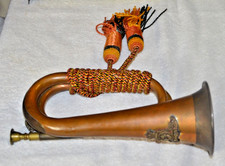 Vintage WW2 Royal Artillery Copper and Brass Bugle with Ropes