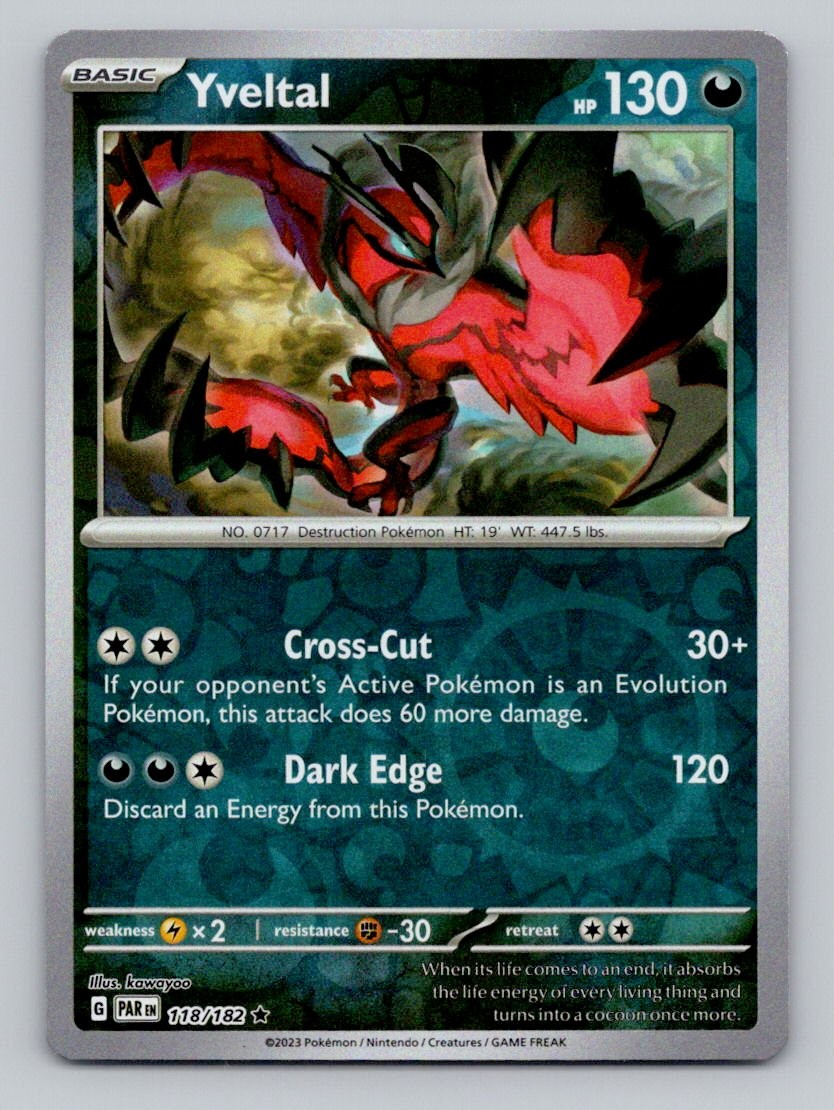 Reverse Holo Yveltal 118/182 Rare Paradox Rift Pokemon