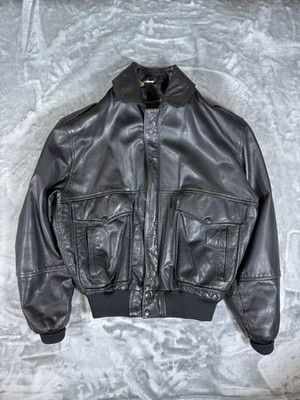 Vtg The Original B52 Superfortress Bomber Jacket 100% Cowhide Leather Black L