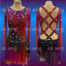 Ice Figure Skating Dress Rhythmic Gymnastics Twirling Competition red dyeing