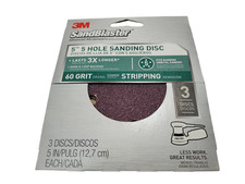 3M 5" 5 Hole Sanding Sandpaper Disks Discs 60 Grit Pack of 3 9421ES-30 Hook Loop