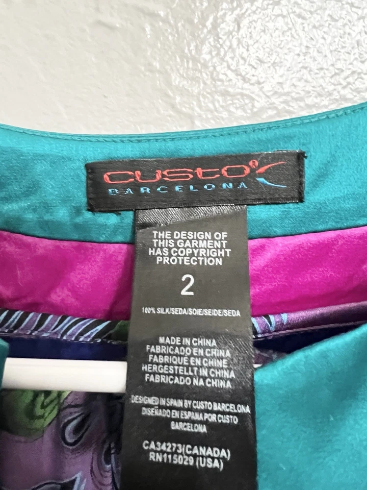 Vestido Custco Barcelona Mujer Púrpura Seda Pavo Real Manga Larga Talla 2 Pequeño $299 Foto 2 de 4