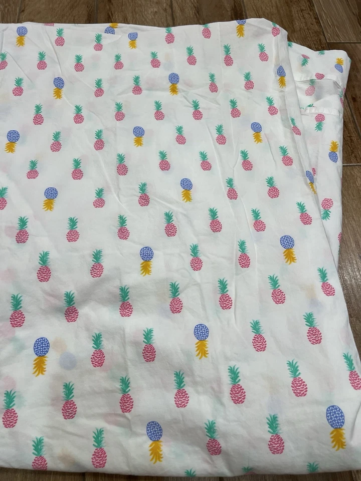 Sábana Blanca Plana Reina Diseño Piña Colorida Martha Stewart Algodón Hawaii Foto 2 de 4