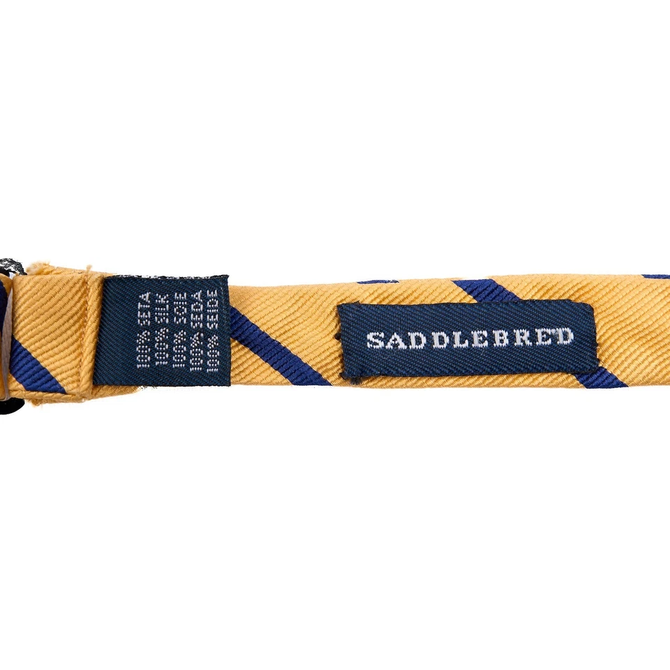 Corbata ajustable a rayas amarilla azul marino de seda Saddlebred Foto 2 de 4