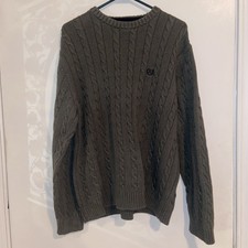  P30 Vintage 90s Chaps Men  s Sweater Large Green Cable Knit 100 Cotton