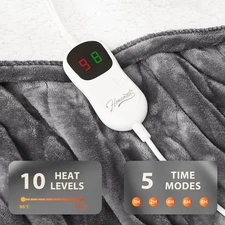 ETL Homemate Electric Heated Blanket Twin 62"x84" 10 Heat Levels Auto-Off Grey