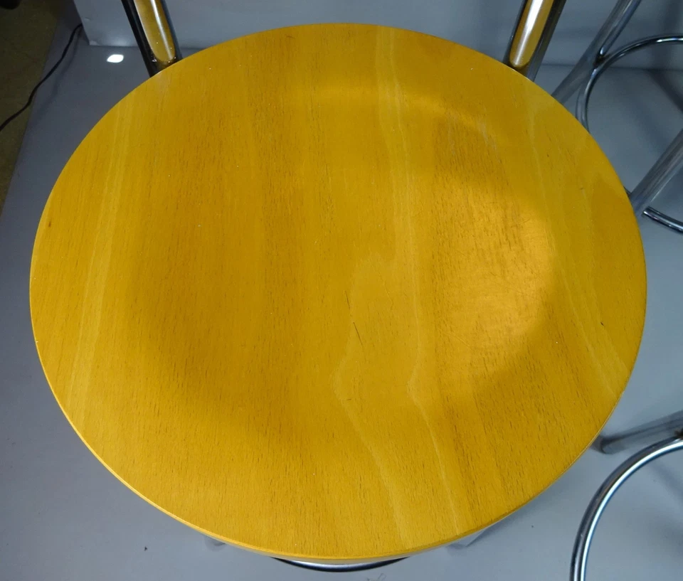 Danish Mid Century Style Chrome and Beech Kitchen Bar Stools price is for three - Image 4 of 4