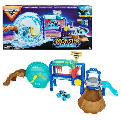Monster Jam, Megalodon Monster Wash Playset with Color-Changing 1:64 Vehicle, fo