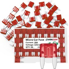 Durable 50 Pcs 10A Listed Auto Fuses - Fast Blow 32V for All Vehicles