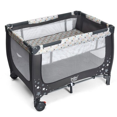 Breathable 4-Side Mesh Baby Playpen with Wheels   Portable Safe Activity Center
