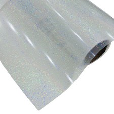 US 11.8in x 32.8ft/30cm x 10m DTF Clear Glitter Holographic Film Roll, Cold Peel