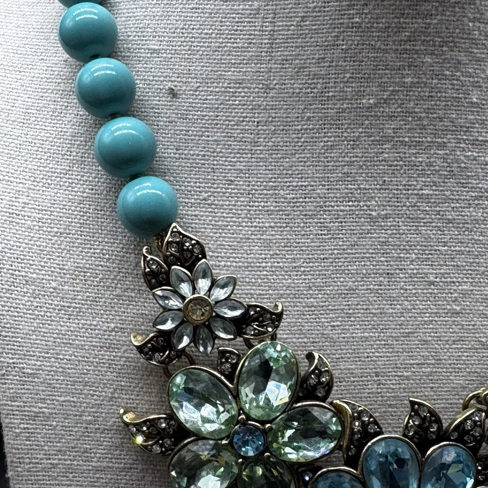 Heidi Daus славный сад бирюза цветочный кристалл нагрудник заявление ожерелье - Изображение 4 из 4