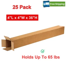 25Pk 4x4x36 Cardboard Paper Boxes Mailing Packing Shipping Box Corrugated Carton