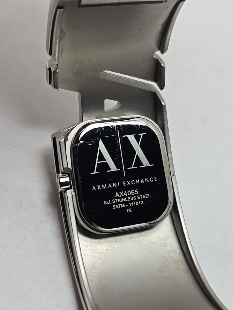 Armani Exchange AX4065 Womens Silver Crystal Bangle Quartz Armani Exchange Square Wristwatches for sale | eBay main image 3
