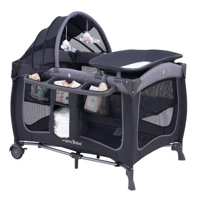 Baby Playard Portable Crib Changing Table Canopy Lightgrey P005B01 Pamo Babe