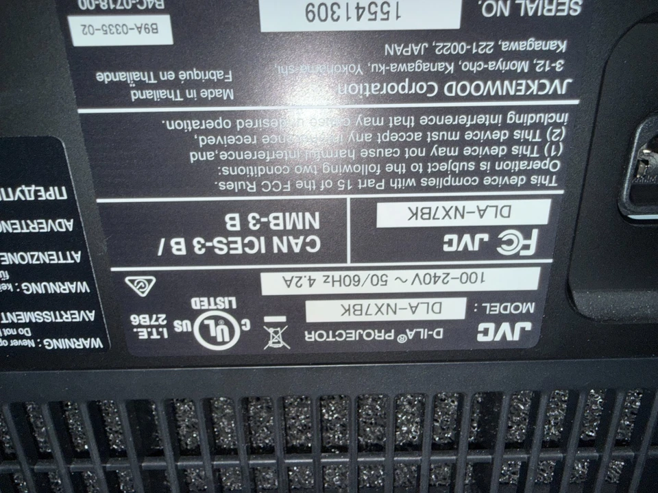 JVC DLA-NX7 DLA-RS2000 Projector, 4096x2160p, 4K, 80,000:1 Contrast   200 Hours - Image 3 of 4