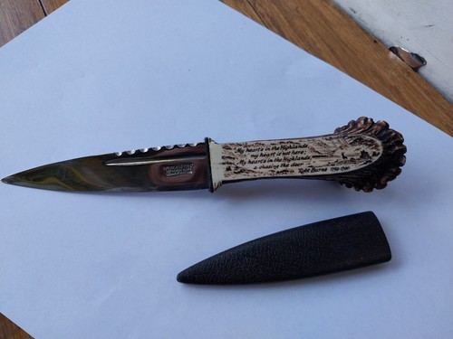 ROBERT BURNS SGIAN DUBH PEWTER ELK HORN KILT KNIFE | READ DESCRIPTION - Picture 4 of 20