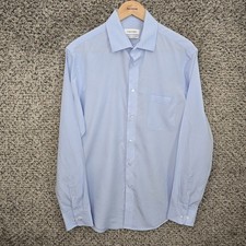 Calvin Klein Dress Shirt Mens 15-15.5 34/35 Blue Button Up Active Performance