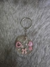 Handmade Resin Keychain Pink Heart Glitter Cute Charm Gift for Women Bag Fashion