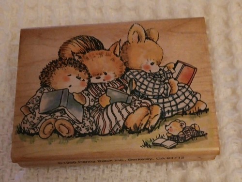 1998 Penny Black Rubber Stamp, Best Buddies 1027K Cute Bears With Books