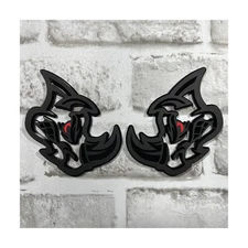 Rhino Red Eye Emblem Badge Car Custom Matte Black On Black New