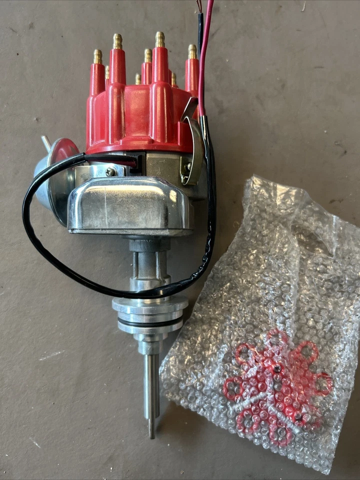 Chrysler 318 340 360 bloque pequeño listo para funcionar distribuidor tapa roja Foto 2 de 4