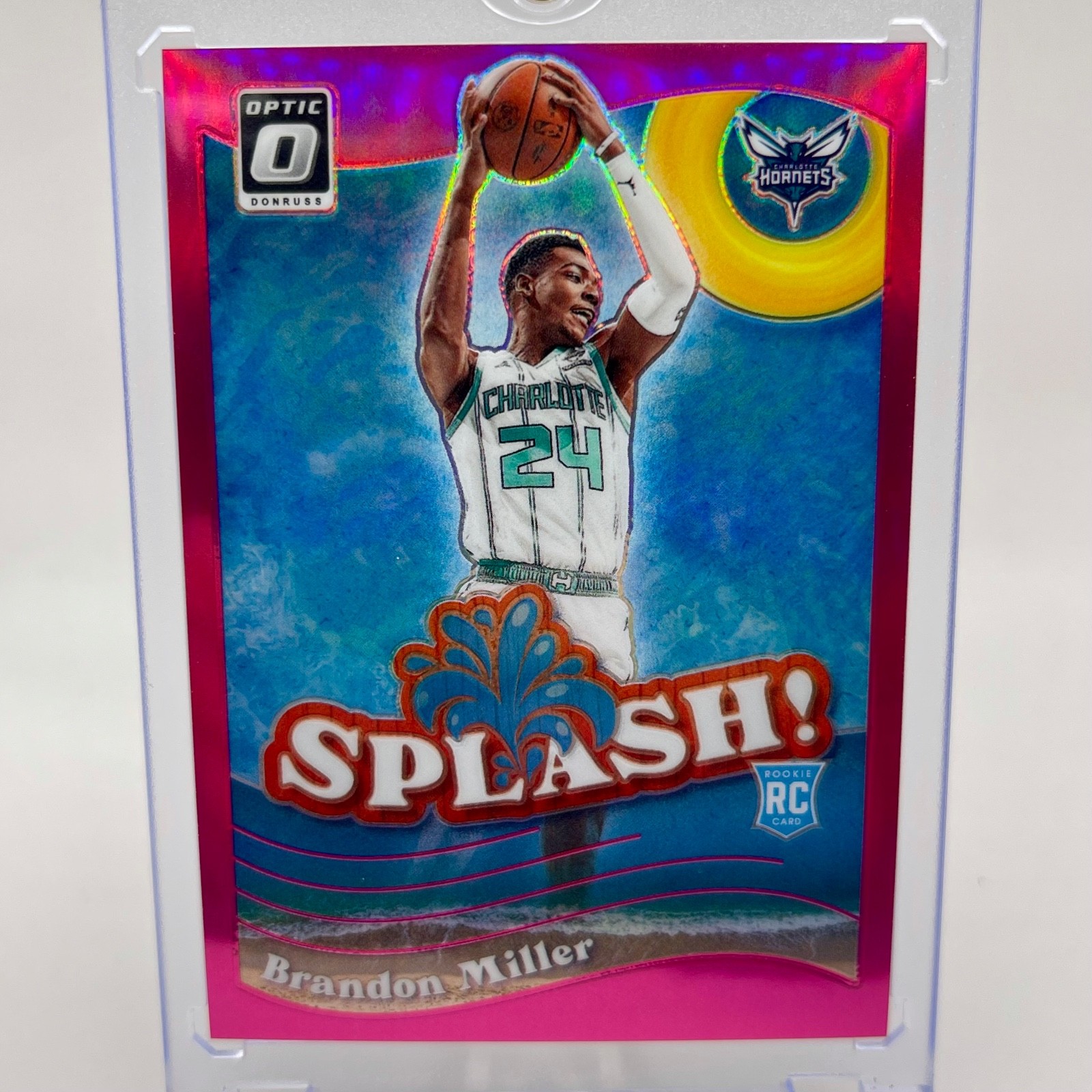 2023-24 PANINI DONRUSS OPTIC BRANDON MILLER RC #’D 24/25 PINK SPLASH JERSEY #