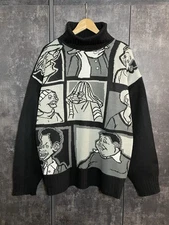 Rare Vintage Platinum Fubu Fat Albert Knitted Sweater JNCO Streetwear Black L