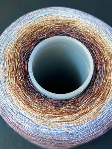 500g Cotton Yarn Ombre Cake Yarn Grey Light Blue Brown 2200 Meters - Picture 2 of 6
