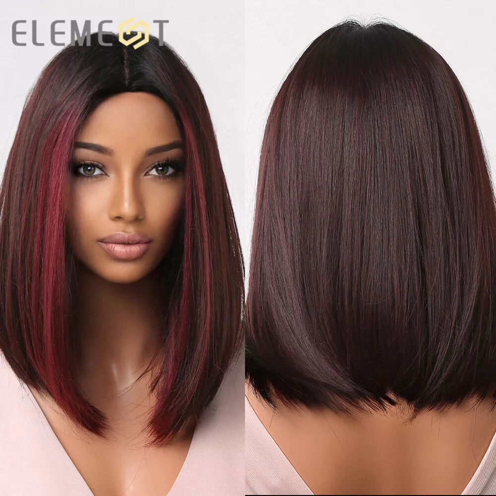 Windy Long Middle Part Black Red Ombre