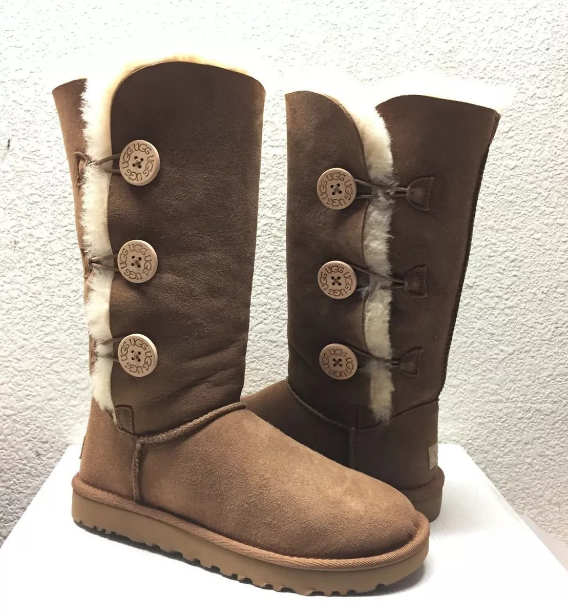 UGG BAILEY BUTTON TRIPLET II TALL CHESTNUT WATER RESISTANT BOOT US
