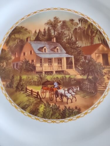 Set of 4 Vintage Corelle Corning Currier & Ives Scenic 10” Dinner Plates - Picture 3 of 15