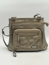 The Sak Pebbled Leather Metallic Gold Crossbody Shoulder Carry Purse