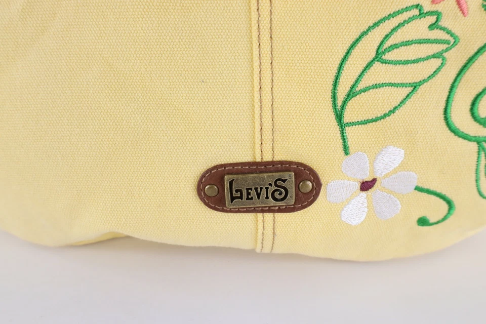 Vintage 90s Levis Spell Out Roped Canvas Floral Hobo Handbag Purse Tote Yellow - Image 2 of 4