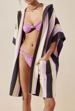 FREE PEOPLE All I Need Stripe Hooded Poncho OS NWOT $128