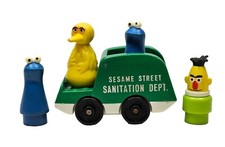 Vtg Fisher Price Sesame Street Cookie Monster Big Bird Ernie  Sanitation Truck