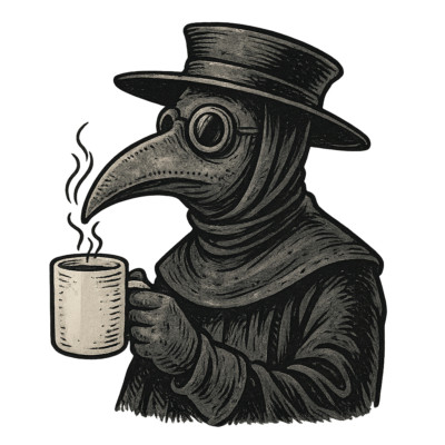 18X18 Car Sticker Plague Doctor with Coffee Sticker Clear