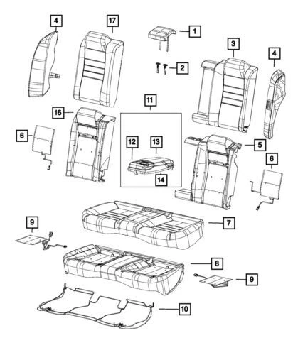 Refuerzo de asiento trasero izquierdo para Chrysler 300 2015-2016 (N/P 5PT411L2AA)