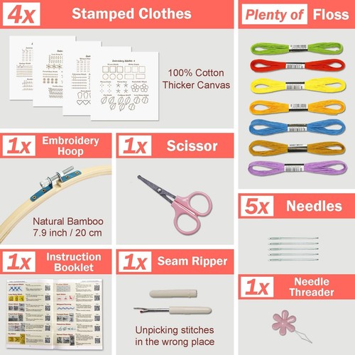 Classic Embroidery Stitches Practice Kit, Embroidery Kit for Beginners - Picture 4 of 9
