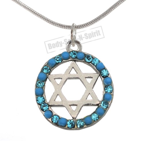 Collar Colgante Anillo Estrella de David Cuentas Brillantes Símbolo Judío Holyland karma - Imagen 2 de 6