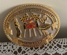 Square Dance Convention Number 48 Indianapolis Metal Belt Buckle Rare Vtg 1999