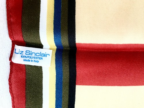 Vintage Liz Sinclair Scarf Multicolor Geometric Striped Square 26" Made in Italy - Picture 3 of 6