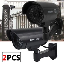 2PCS Dummy Security Camera Outdoor CCTV Indoor Fake Flashing IR Red LED Cam