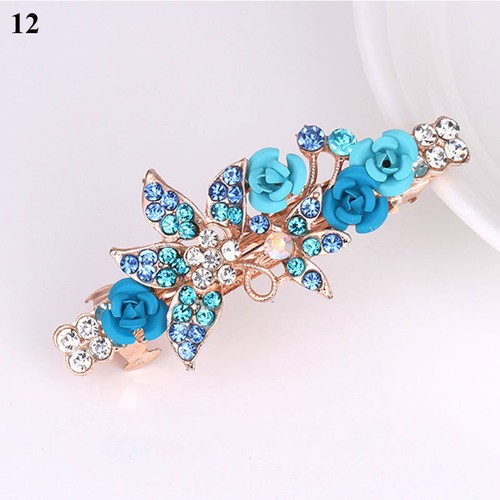 Fashion Crystal Hair Pins Women Flower Grips Clip Rhinestone Metal Girls Nature - Bild 23 von 25