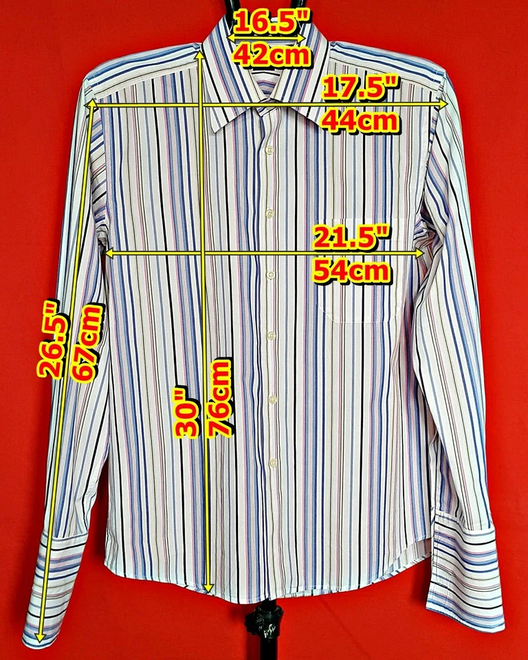 AUTÉNTICA CAMISA DE VESTIR PAUL SMITH LONDRES RAYAS VERDE ROJO PARA HOMBRE-TALLA: US161/2/EU42 Foto 2 de 4